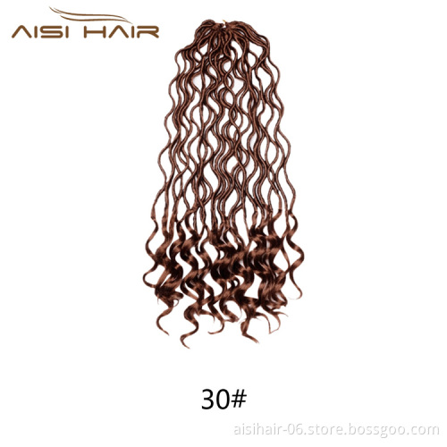 Aisi Hair Crochet Hair Extensions Faux Locs Curly Crochet Braiding Hair Synthetic Ombre Braids for African Americans